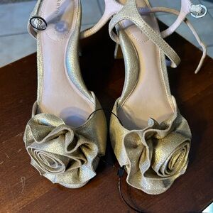 Taryn Rose Gold Heels with Floral Accent